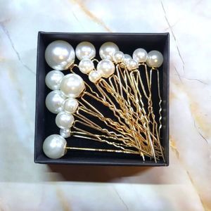 New handmade BRIDAL large hair pins faux pearls gold tone